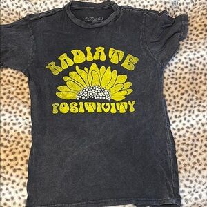 Black and Yellow Short Sleeve Tee with Sunburst Design